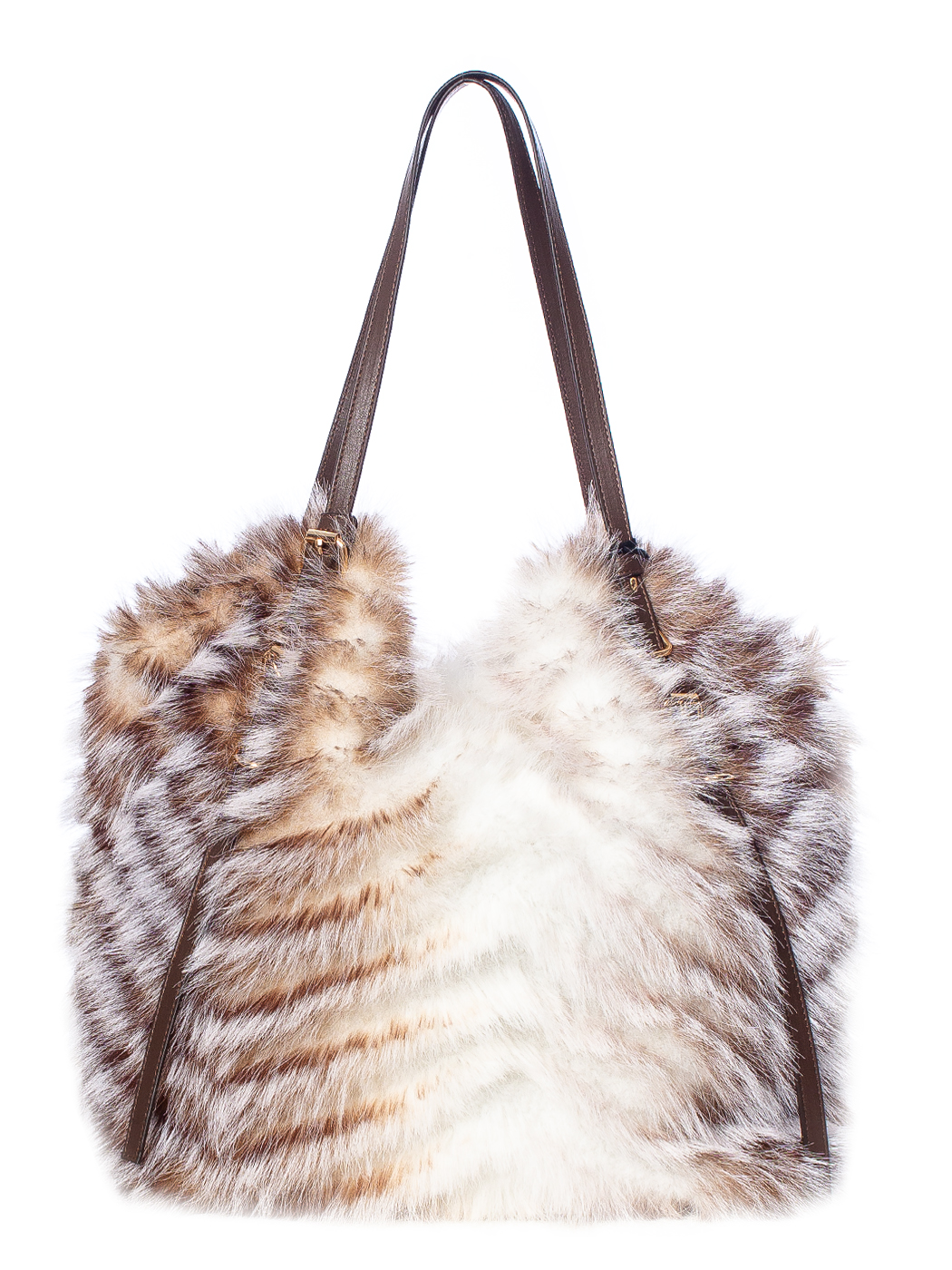 SHOPPING FAUX FUR GEOMETRICAL DESIGN,100% POLYESTER,MADE IN PRC          - BEIGE